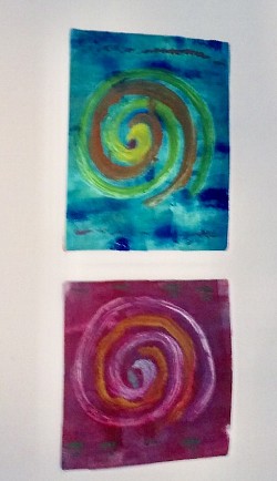 Spacy Spirals - two small monoprints