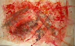 Cry in the Wilderness. Brayer painting with drypoint of wolf.